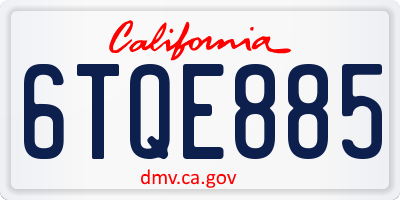 CA license plate 6TQE885