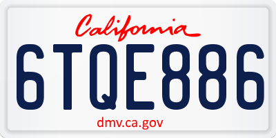 CA license plate 6TQE886