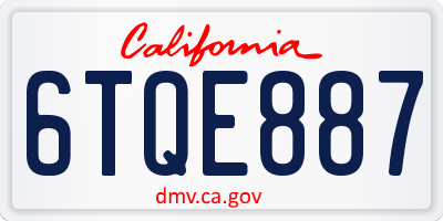 CA license plate 6TQE887