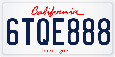CA license plate 6TQE888