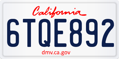 CA license plate 6TQE892