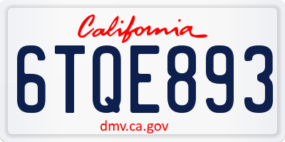 CA license plate 6TQE893