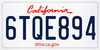 CA license plate 6TQE894