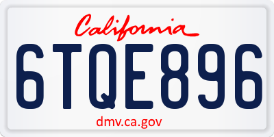 CA license plate 6TQE896