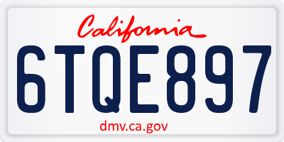 CA license plate 6TQE897