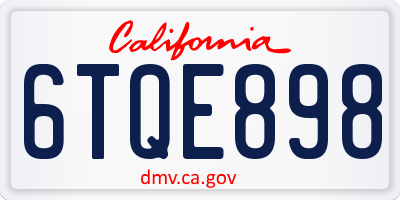 CA license plate 6TQE898