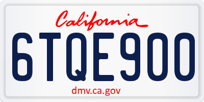 CA license plate 6TQE900