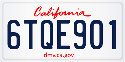 CA license plate 6TQE901