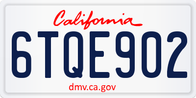 CA license plate 6TQE902