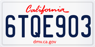 CA license plate 6TQE903