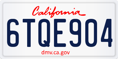 CA license plate 6TQE904