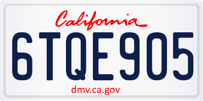 CA license plate 6TQE905