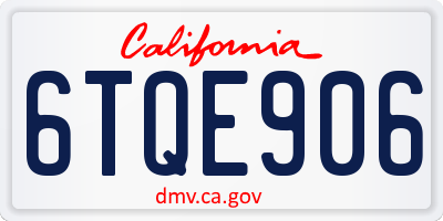 CA license plate 6TQE906