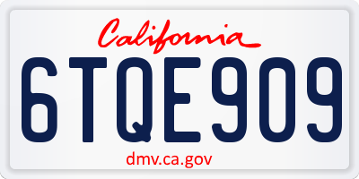 CA license plate 6TQE909