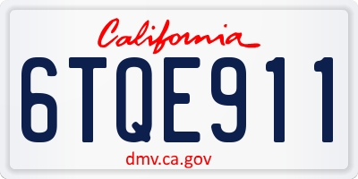 CA license plate 6TQE911