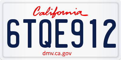 CA license plate 6TQE912