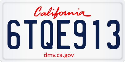 CA license plate 6TQE913