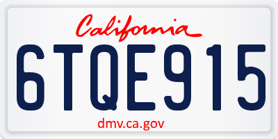 CA license plate 6TQE915