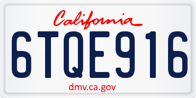 CA license plate 6TQE916