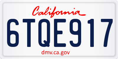 CA license plate 6TQE917