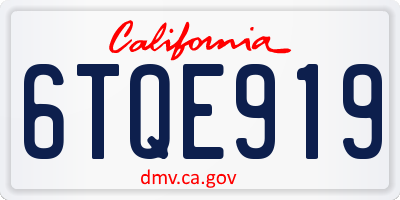 CA license plate 6TQE919