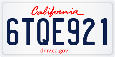 CA license plate 6TQE921