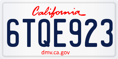 CA license plate 6TQE923