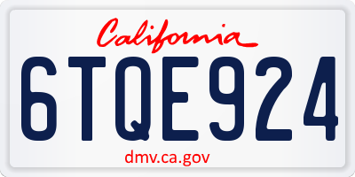 CA license plate 6TQE924