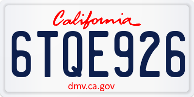 CA license plate 6TQE926