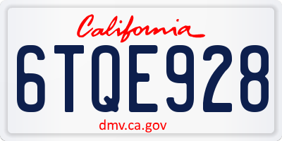 CA license plate 6TQE928