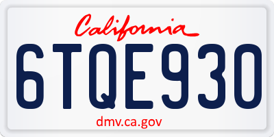 CA license plate 6TQE930