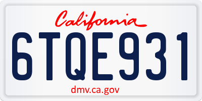 CA license plate 6TQE931