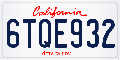 CA license plate 6TQE932