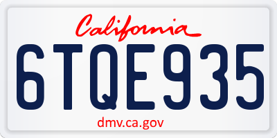 CA license plate 6TQE935