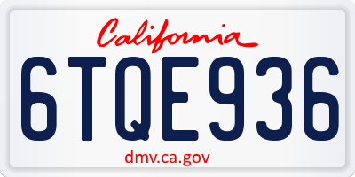 CA license plate 6TQE936