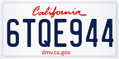 CA license plate 6TQE944