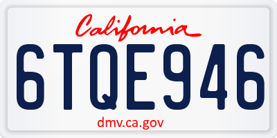 CA license plate 6TQE946