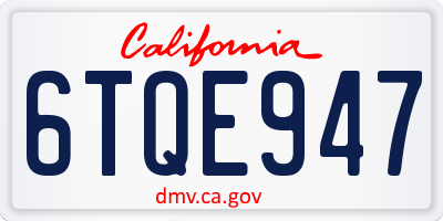 CA license plate 6TQE947