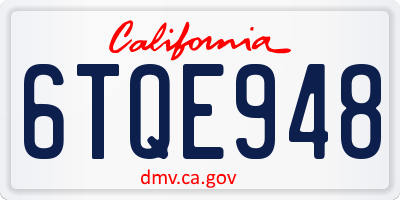 CA license plate 6TQE948