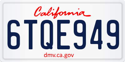CA license plate 6TQE949