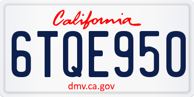 CA license plate 6TQE950