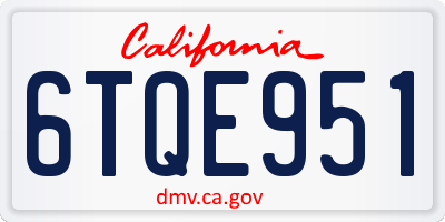 CA license plate 6TQE951