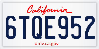 CA license plate 6TQE952