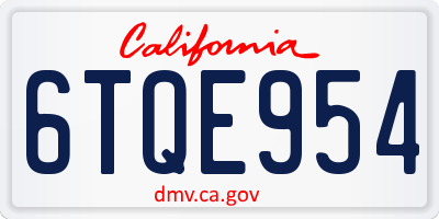 CA license plate 6TQE954