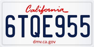 CA license plate 6TQE955
