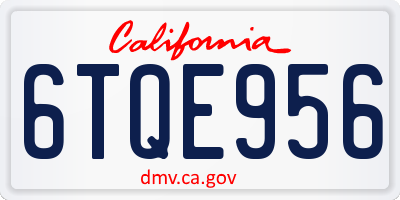 CA license plate 6TQE956