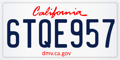 CA license plate 6TQE957