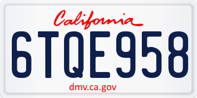 CA license plate 6TQE958