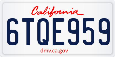CA license plate 6TQE959