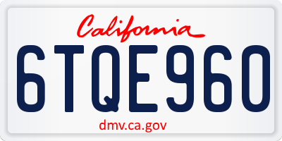 CA license plate 6TQE960